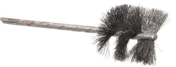 Osborn - 1-1/8" Diam Helical Steel Tube Brush - 0.005" Filament Diam, 1" Brush Length, 3-1/2" OAL, 1/8" Diam Shank - A1 Tooling