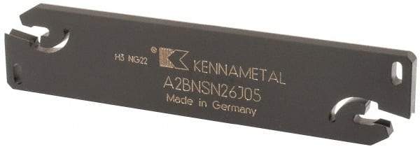 Kennametal - 1.0236" Blade Height, 0.1732" Blade Width, 4.3307" OAL, Neutral Cut, Double End Indexable Cut-Off Blade - 40mm Max Depth of Cut, A2BNSN Blade, A2 Cut-Off Series - A1 Tooling