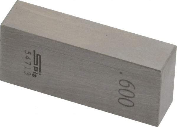 SPI - 0.6" Rectangular Steel Gage Block - Accuracy Grade 0, Includes NIST Traceability Certification - A1 Tooling