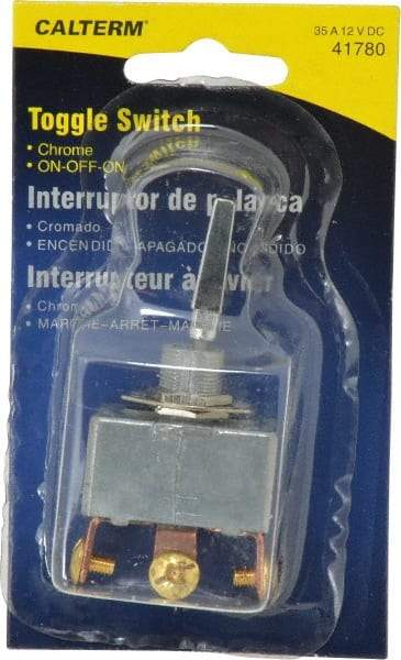 Gardner Bender - 3 Position, 12 Volt, 35 Amp, 1/2 Hole Diam, Heavy Duty Toggle Switch - On Off On Sequence, 1 Switch, Chrome/Black - A1 Tooling