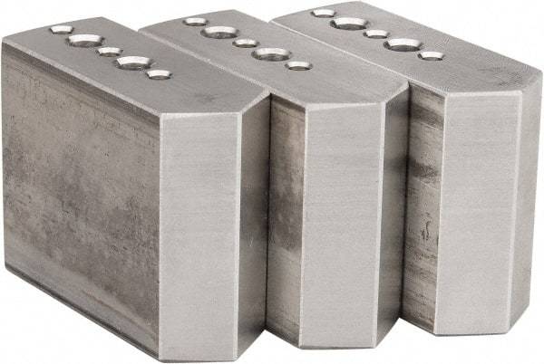 Northfield - 4" & Up Chuck Capacity, Northfield Air Style Attachment, Square Soft Lathe Chuck Jaw - 3 Jaws, Aluminum, 1.895mm Long x 3/4" Wide x 1-1/2" High - A1 Tooling