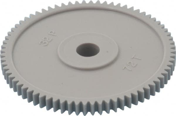 Made in USA - 32 Pitch, 2-1/4" Pitch Diam, 2-5/16" OD, 72 Tooth Spur Gear - 3/16" Face Width, 5/16" Bore Diam, 13/16" Hub Diam, 20° Pressure Angle, Acetal - A1 Tooling