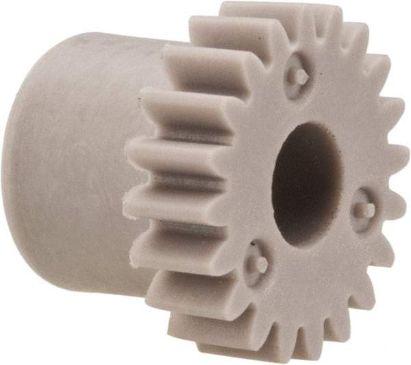 Made in USA - 48 Pitch, 5/12" Pitch Diam, 0.458" OD, 20 Tooth Spur Gear - 1/8" Face Width, 5/32" Bore Diam, 11/32" Hub Diam, 20° Pressure Angle, Acetal - A1 Tooling