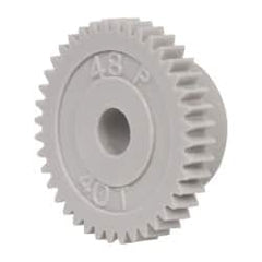 Made in USA - 48 Pitch, 0.833" Pitch Diam, 7/8" OD, 40 Tooth Spur Gear - 1/8" Face Width, 3/16" Bore Diam, 35/64" Hub Diam, 20° Pressure Angle, Acetal - A1 Tooling