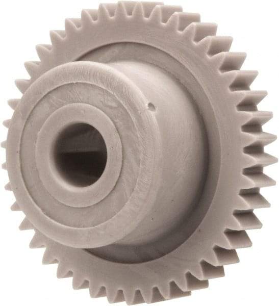 Made in USA - 48 Pitch, 7/8" Pitch Diam, 0.917" OD, 42 Tooth Spur Gear - 1/8" Face Width, 3/16" Bore Diam, 35/64" Hub Diam, 20° Pressure Angle, Acetal - A1 Tooling