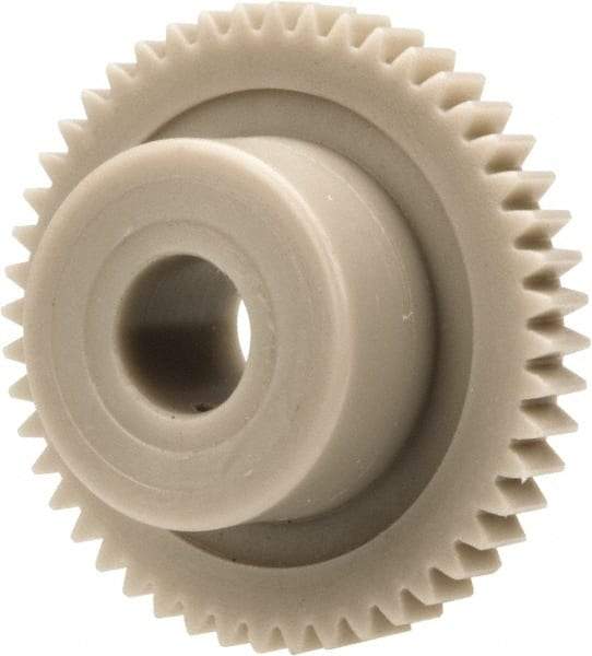 Made in USA - 48 Pitch, 1" Pitch Diam, 1.042" OD, 48 Tooth Spur Gear - 1/8" Face Width, 1/4" Bore Diam, 39/64" Hub Diam, 20° Pressure Angle, Acetal - A1 Tooling