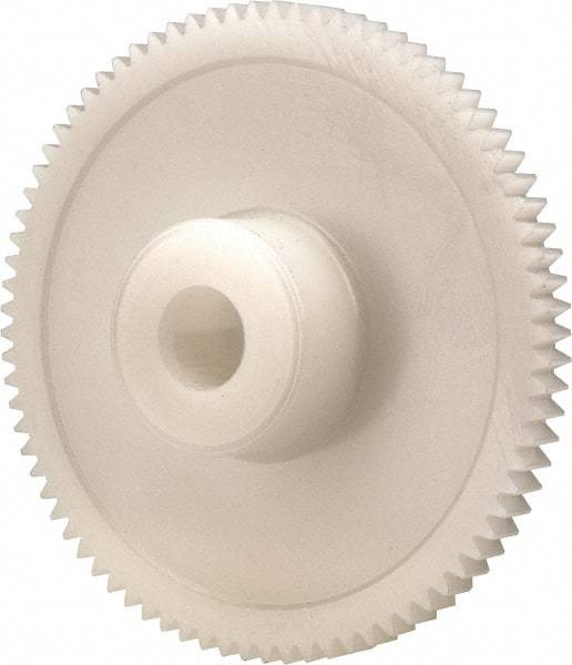 Made in USA - 48 Pitch, 1.667" Pitch Diam, 1.708" OD, 80 Tooth Spur Gear - 1/8" Face Width, 1/4" Bore Diam, 39/64" Hub Diam, 20° Pressure Angle, Acetal - A1 Tooling