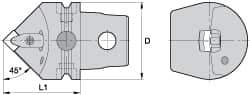 Kennametal - Right Hand Cut, Size KM63, DN.. Insert Compatiblity, External Modular Turning & Profiling Cutting Unit Head - 43mm Ctr to Cutting Edge, 60mm Head Length, Through Coolant, Series Kenclamp - A1 Tooling