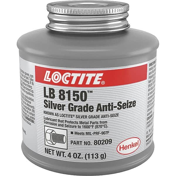 Loctite - 4 oz Can High Temperature Anti-Seize Lubricant - Silver Colored, 1,600°F, Silver Colored, Water Resistant - A1 Tooling