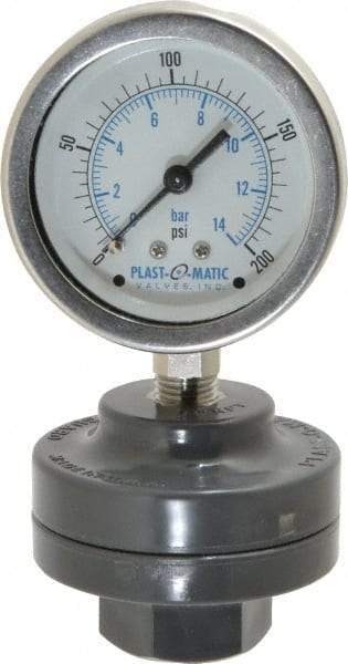 Plast-O-Matic - 200 Max psi, 2 Inch Dial Diameter, PVC Pressure Gauge Guard and Isolator - 3% Accuracy - A1 Tooling