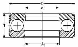 INA Bearing - 1-13/16" Inside x 3-3/32" Outside Diam, 13/16" Thick, Steel Ball Thrust Bearing - 26,500 Lbs. Static Capacity, 10,600 Max Pressure x Velocity - A1 Tooling