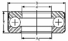 INA Bearing - 1-13/16" Inside x 3-3/32" Outside Diam, 7/8" Thick, Steel Ball Thrust Bearing - 29,000 Lbs. Static Capacity, 12,900 Max Pressure x Velocity - A1 Tooling