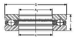 INA Bearing - 1-7/8" Inside x 3-7/32" Outside Diam, 13/16" Thick, Steel Ball Thrust Bearing - 17,500 Lbs. Static Capacity, 6,900 Max Pressure x Velocity - A1 Tooling