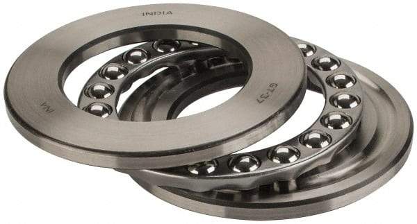 INA Bearing - 2-3/4" Inside x 4-15/32" Outside Diam, 1" Thick, Steel Ball Thrust Bearing - 44,500 Lbs. Static Capacity, 16,900 Max Pressure x Velocity - A1 Tooling