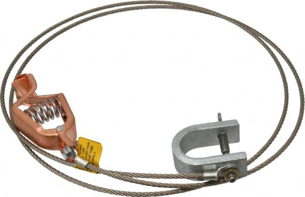 Hubbell Workplace - 19 AWG, 5 Ft., Alligator Clip, C-Clamp, Grounding Cable with Clamps - Noninsulated, Federal Specification A-A-59466-010 - A1 Tooling