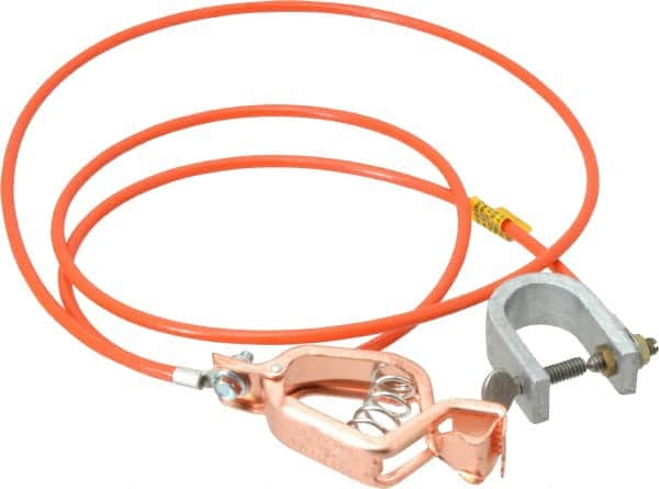 Hubbell Workplace - 19 AWG, 5 Ft., Alligator Clip, C-Clamp, Grounding Cable with Clamps - Orange, Federal Specification A-A-59466-010 - A1 Tooling