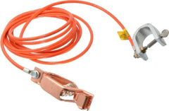 Hubbell Workplace - 19 AWG, 10 Ft., Alligator Clip, C-Clamp, Grounding Cable with Clamps - Orange, Federal Specification A-A-59466-010 - A1 Tooling