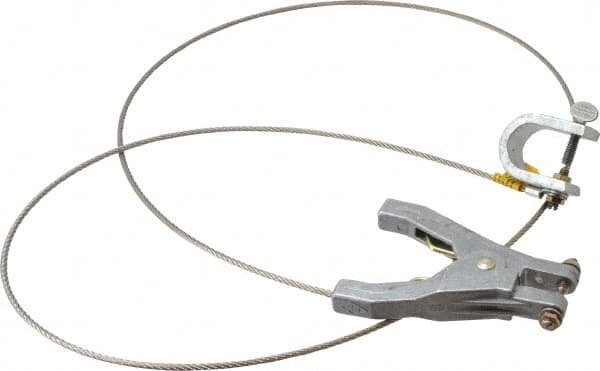 Hubbell Workplace - 19 AWG, 5 Ft., C-Clamp, Hand Clamp, Grounding Cable with Clamps - Noninsulated - A1 Tooling