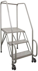 PW Platforms - 3 Step, 58-1/2 Inch Overall Height, Grip Strut Tread, Tilt and Roll Safety Ladder - 300 Lb. Load Capacity, 30 Inch Platform Height, 26 Inch Base Width x 38 Inch Base Depth - A1 Tooling