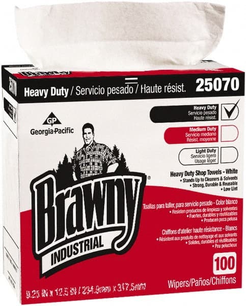 Shop Towel/Industrial Wipes: Dry Box, 9″ Sheet, White