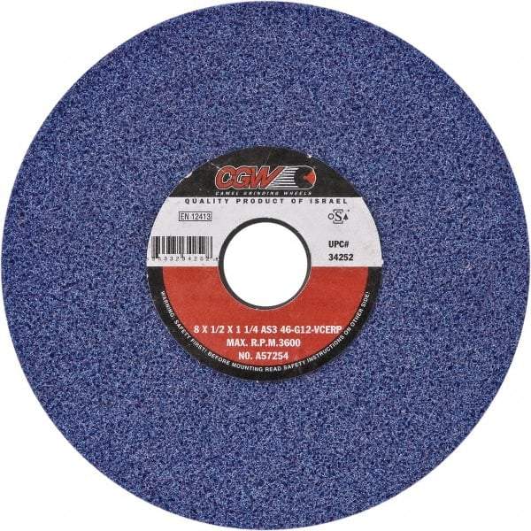 Camel Grinding Wheels - 7" Diam x 1-1/4" Hole x 1/2" Thick, H Hardness, 60 Grit Surface Grinding Wheel - Ceramic, Type 1, Medium Grade, Vitrified Bond, No Recess - A1 Tooling