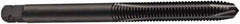 DORMER - M10x1.25 Metric Fine, 3 Flute, Oxide Finish, Cobalt Spiral Point Tap - Plug Chamfer, Right Hand Thread, 80mm OAL, 18mm Thread Length, 10mm Shank Diam, 6H Class of Fit, Series E011 - Exact Industrial Supply