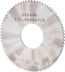 Made in USA - 2-1/2" Diam x 0.0313" Blade Thickness x 7/8" Arbor Hole Diam, 72 Tooth Slitting and Slotting Saw - Arbor Connection, Solid Carbide, Concave Ground - A1 Tooling