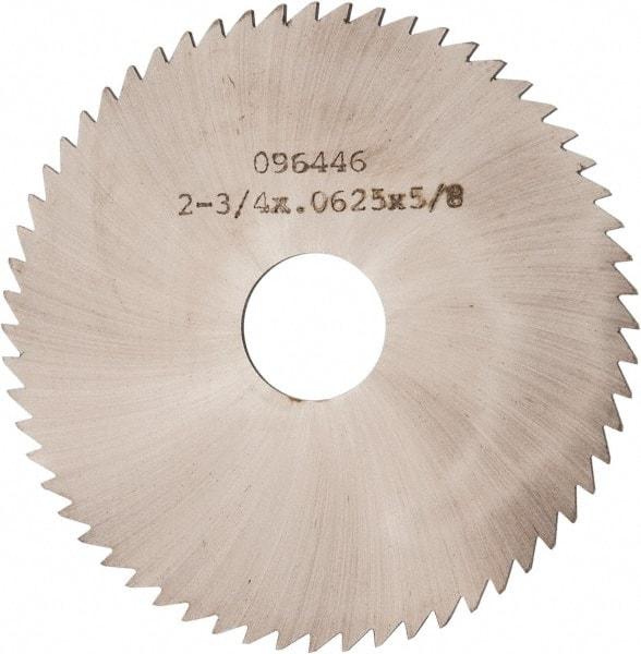 Made in USA - 2-3/4" Diam x 1/16" Blade Thickness x 5/8" Arbor Hole Diam, 60 Tooth Slitting and Slotting Saw - Arbor Connection, Solid Carbide, Concave Ground - A1 Tooling