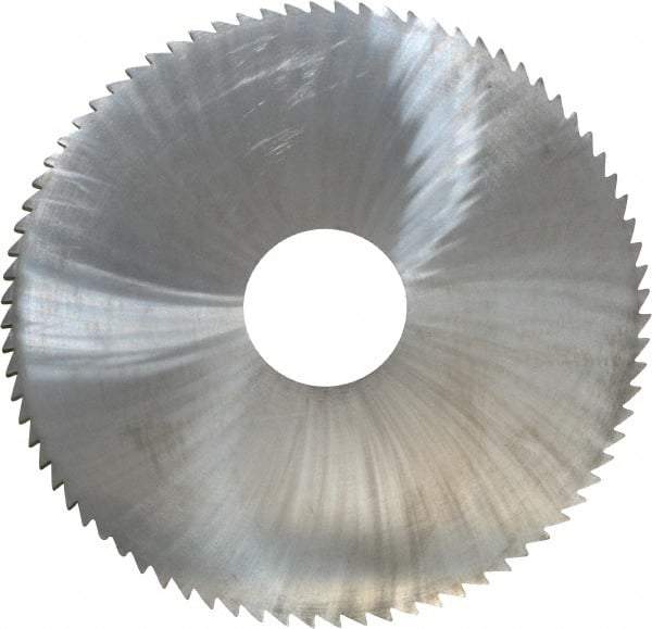 Made in USA - 4" Diam x 0.0938" Blade Thickness x 1" Arbor Hole Diam, 80 Tooth Slitting and Slotting Saw - Arbor Connection, Right Hand, Uncoated, Solid Carbide, 5° Rake, Concave Ground - A1 Tooling