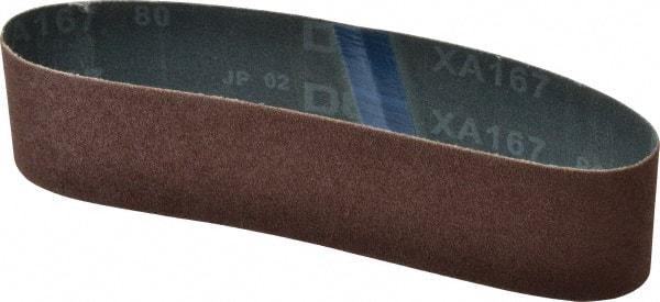 Made in USA - 2" Wide x 18-15/16" OAL, 80 Grit, Aluminum Oxide Abrasive Belt - Aluminum Oxide, Medium, Coated - A1 Tooling