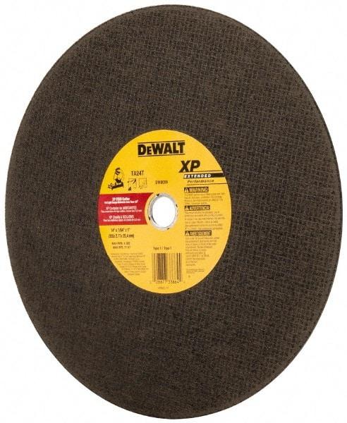 DeWALT - 14" Aluminum Oxide Cutoff Wheel - 7/64" Thick, 1" Arbor, 4,300 Max RPM, Use with Stationary Tools - A1 Tooling