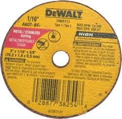 DeWALT - 3" 60 Grit Aluminum Oxide Cutoff Wheel - 1/16" Thick, 3/8" Arbor, 24,400 Max RPM, Use with Circular Saws - A1 Tooling