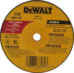 DeWALT - 4" 60 Grit Aluminum Oxide Cutoff Wheel - 1/16" Thick, 3/8" Arbor, 19,000 Max RPM, Use with Circular Saws - A1 Tooling