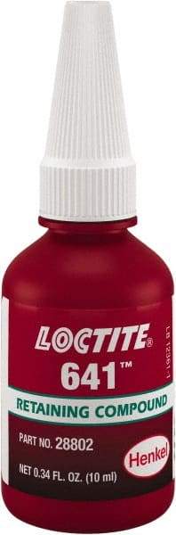 Loctite - 10 mL, Yellow, Low Strength Liquid Retaining Compound - Series 641, 24 hr Full Cure Time - A1 Tooling