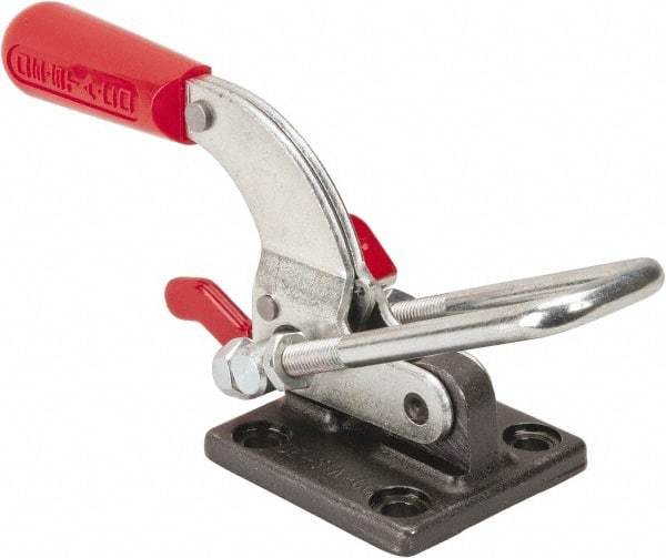 De-Sta-Co - 4,000 Lb Capacity, Horizontal, U Hook, Flanged Base, Carbon Steel Pull Action Latch Clamp - 3-1/2" Drawing Movement, 10.19" OAL, Threaded U Hook, Straight Handle - A1 Tooling