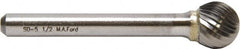 M.A. Ford - 4.8mm Cut Diam, 3mm Shank Diam, Ball Head Double Cut Burr - Carbide, Radius End, 4mm LOC, 38mm OAL - A1 Tooling