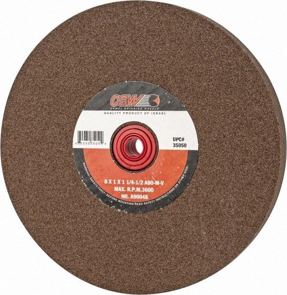 Camel Grinding Wheels - 80 Grit Aluminum Oxide Bench & Pedestal Grinding Wheel - 8" Diam x 1" Hole x 1" Thick, 3600 Max RPM, M Hardness, Medium Grade , Vitrified Bond - A1 Tooling