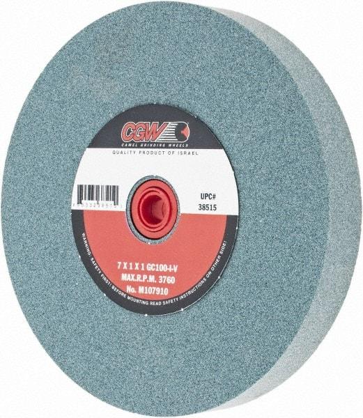 Camel Grinding Wheels - 100 Grit Silicon Carbide Bench & Pedestal Grinding Wheel - 7" Diam x 1" Hole x 1" Thick, 3760 Max RPM, I Hardness, Fine Grade , Vitrified Bond - A1 Tooling