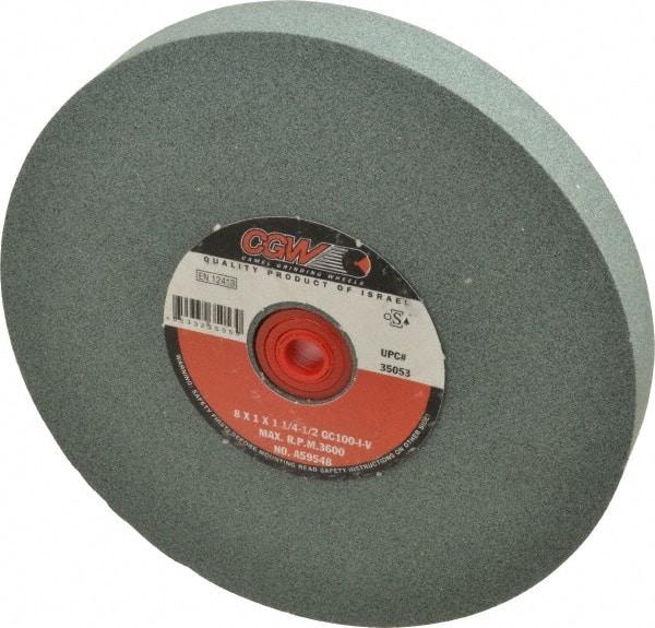 Camel Grinding Wheels - 100 Grit Silicon Carbide Bench & Pedestal Grinding Wheel - 8" Diam x 1-1/4" Hole x 1" Thick, 3600 Max RPM, I Hardness, Fine Grade , Vitrified Bond - A1 Tooling