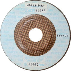 Cratex - 24 Grit, 4-1/2" Wheel Diam, 1/4" Wheel Thickness, 7/8" Arbor Hole, Type 27 Depressed Center Wheel - Aluminum Oxide, Compatible with Angle Grinder - A1 Tooling