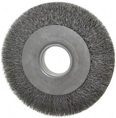 Weiler - 8" OD, 2" Arbor Hole, Crimped Steel Wheel Brush - 1" Face Width, 1-3/8" Trim Length, 0.0104" Filament Diam, 4,500 RPM - A1 Tooling