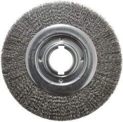 Weiler - 10" OD, 2" Arbor Hole, Crimped Steel Wheel Brush - 1-1/8" Face Width, 2" Trim Length, 0.014" Filament Diam, 3,600 RPM - A1 Tooling