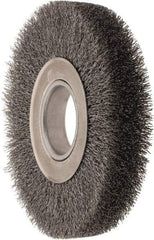 Weiler - 7" OD, 2" Arbor Hole, Crimped Steel Wheel Brush - 1-1/4" Face Width, 1-5/8" Trim Length, 0.014" Filament Diam, 6,000 RPM - A1 Tooling