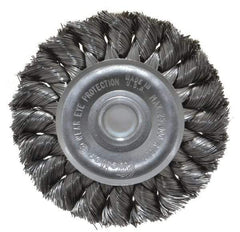 Weiler - 3" OD, 1/2" Arbor Hole, Knotted Steel Wheel Brush - 3/8" Face Width, 5/8" Trim Length, 0.0118" Filament Diam, 25,000 RPM - A1 Tooling