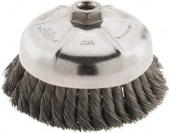 Weiler - 6" Diam, 5/8-11 Threaded Arbor, Steel Fill Cup Brush - 0.014 Wire Diam, 1-3/8" Trim Length, 6,600 Max RPM - A1 Tooling