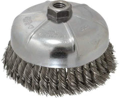 Weiler - 6" Diam, 5/8-11 Threaded Arbor, Steel Fill Cup Brush - 0.023 Wire Diam, 1-3/8" Trim Length, 6,600 Max RPM - A1 Tooling