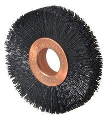 Weiler - 2" OD, 1/2" Arbor Hole, Crimped Nylon Wheel Brush - 3/8" Face Width, 1/2" Trim Length, 0.014" Filament Diam, 20,000 RPM - A1 Tooling