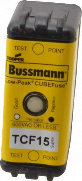 Cooper Bussmann - 300 VDC, 600 VAC, 15 Amp, Time Delay General Purpose Fuse - Plug-in Mount, 1-7/8" OAL, 100 at DC, 200 (CSA RMS), 300 (UL RMS) kA Rating - A1 Tooling