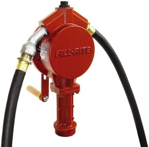 Tuthill - 3/4" Outlet, Cast Aluminum Hand Operated Rotary Pump - 12.8 oz per Stroke, 24" OAL, For Gasoline, Diesel Fuel, Lightweight Oil & Kerosene - A1 Tooling