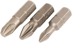 Wiha - 3 Piece, 1/4" Drive Screwdriver Insert Bit Set - #1, #2 & #3 Pozidriv - A1 Tooling